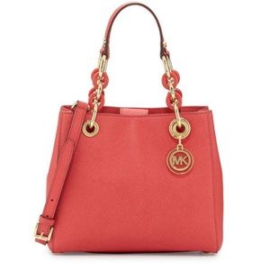 Michael Kors Cynthia Watermelon Leather Satchel